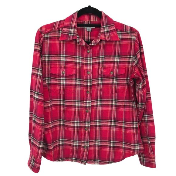 Carhartt Womens Red Multi Plaid Flannel Long Sleeve Button Front Top Size S - Picture 1 of 8